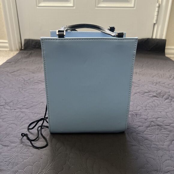 Baby Blue Initial L Personalized Faux Leather Tote Bag Fashion Handbag Gift Chic - Picture 4 of 8